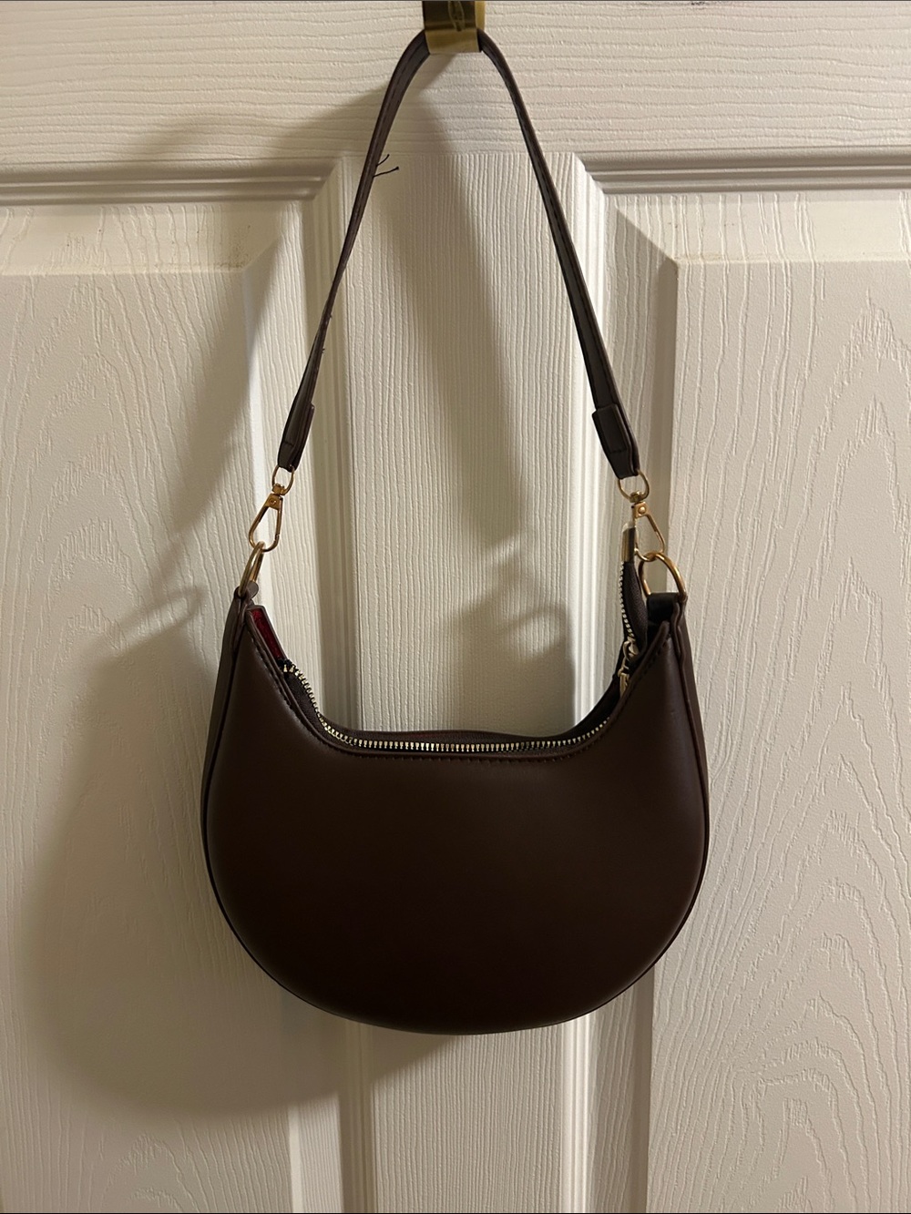 Classic Crescent Shoulder Bag in Dark Brown